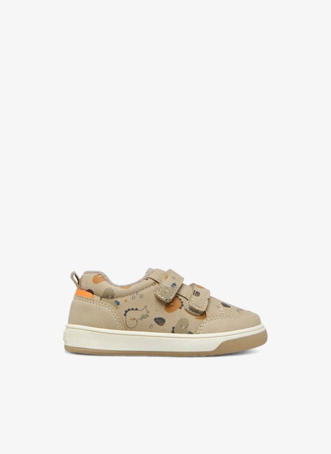 Barefeet Dinosaur Print Sneakers with Hook and Loop Closure - Image 1