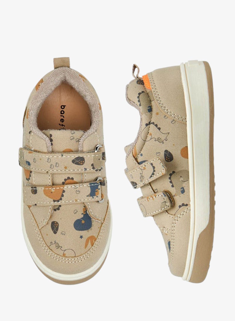Barefeet Dinosaur Print Sneakers with Hook and Loop Closure - Image 3