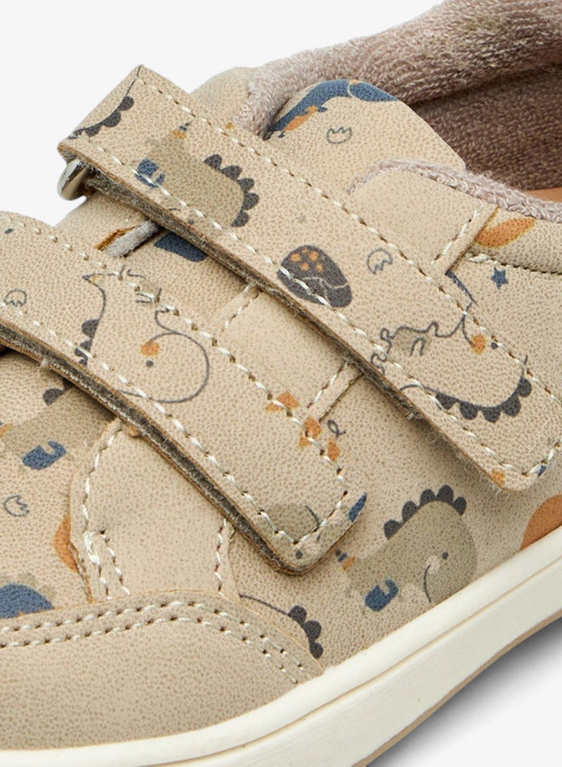 Barefeet Dinosaur Print Sneakers with Hook and Loop Closure - Image 4