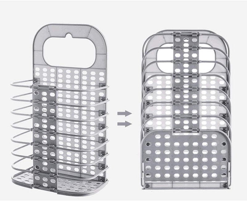 HEBEZON HEBEZON Wall Mounted Bathroom Hanging Mesh Laundry Basket Toiletry Organization Washing Bin Home Portable Magic Sticker Plastic Laundry Hamper Bag for Bathroom Dirty Clothes 1  - Image 2