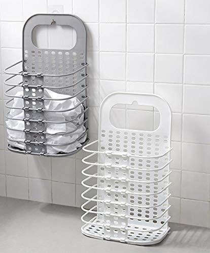 HEBEZON HEBEZON Wall Mounted Bathroom Hanging Mesh Laundry Basket Toiletry Organization Washing Bin Home Portable Magic Sticker Plastic Laundry Hamper Bag for Bathroom Dirty Clothes 1  - Image 5