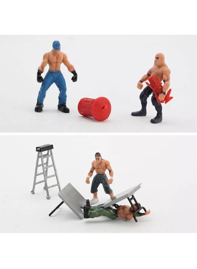 Contains 12 Wrestler Doll Sets And Accessories, Four-Corner Ring Scene Model Toys - Image 3