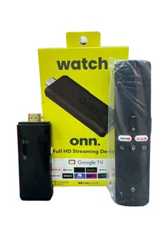ONN Android TV Full HD Streaming Device Stick Remote Control & Voice Control Google TV And Google Assistant Supported Android TV Box FHD Dongle Set TV Stick  - Image 1