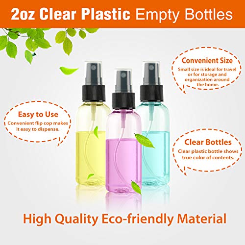 Dabacc 30 Pack 2 oz Fine Mist Mini Clear Spray Bottles with Pump Spray Cap - for Essential Oils, Travel, Perfumes - Refillable & Reusable Empty Plastic Bottles Travel Bottle - Image 5