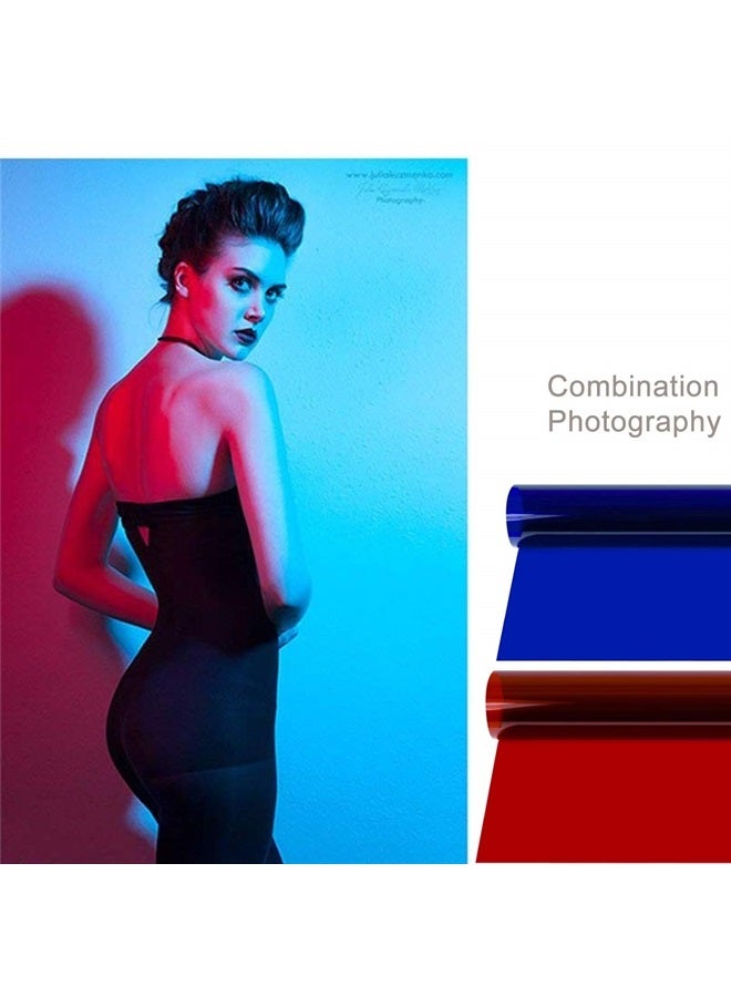 Meking 8 Pieces 16x20 inches Lighting Gels Photo Lights Gel Filters Transparent Color Correction Light Sheets for Photography Red Head Strobe Flashlight (Red&Green&Blue&Yellow) - Image 1