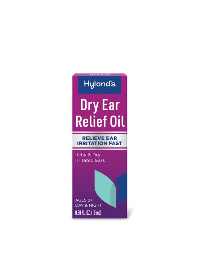 Hyland's Dry Ear Relief Oil, Relieve Ear Irritation Fast, for Itchy and Dry Irritated Ears, Ages 2 and up, Day and Night Drops, 0.5 Ounce  - Image 1