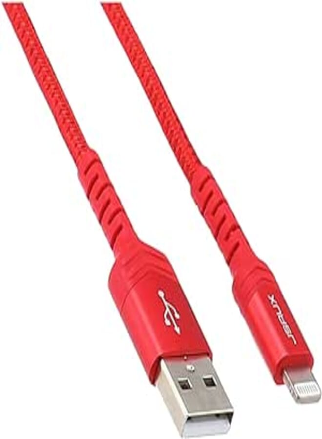 JSAUX Flex Series Cable - MFi USB A to Lightning Flex Series Fast Charging Durable Nylon Braided Cable,1.8m Red