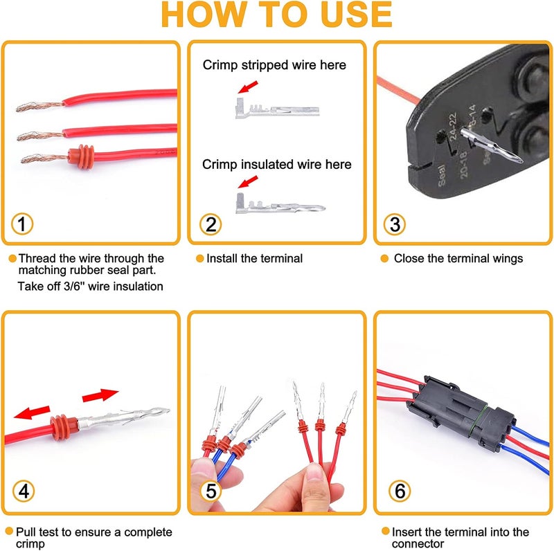 VIGRUE 20 Sets 1/2/3/4/6 Pin Connector Weatherpack Connectors Kit, Waterproof Automotive Electrical Wire Connectors Plug Kit - Image 3