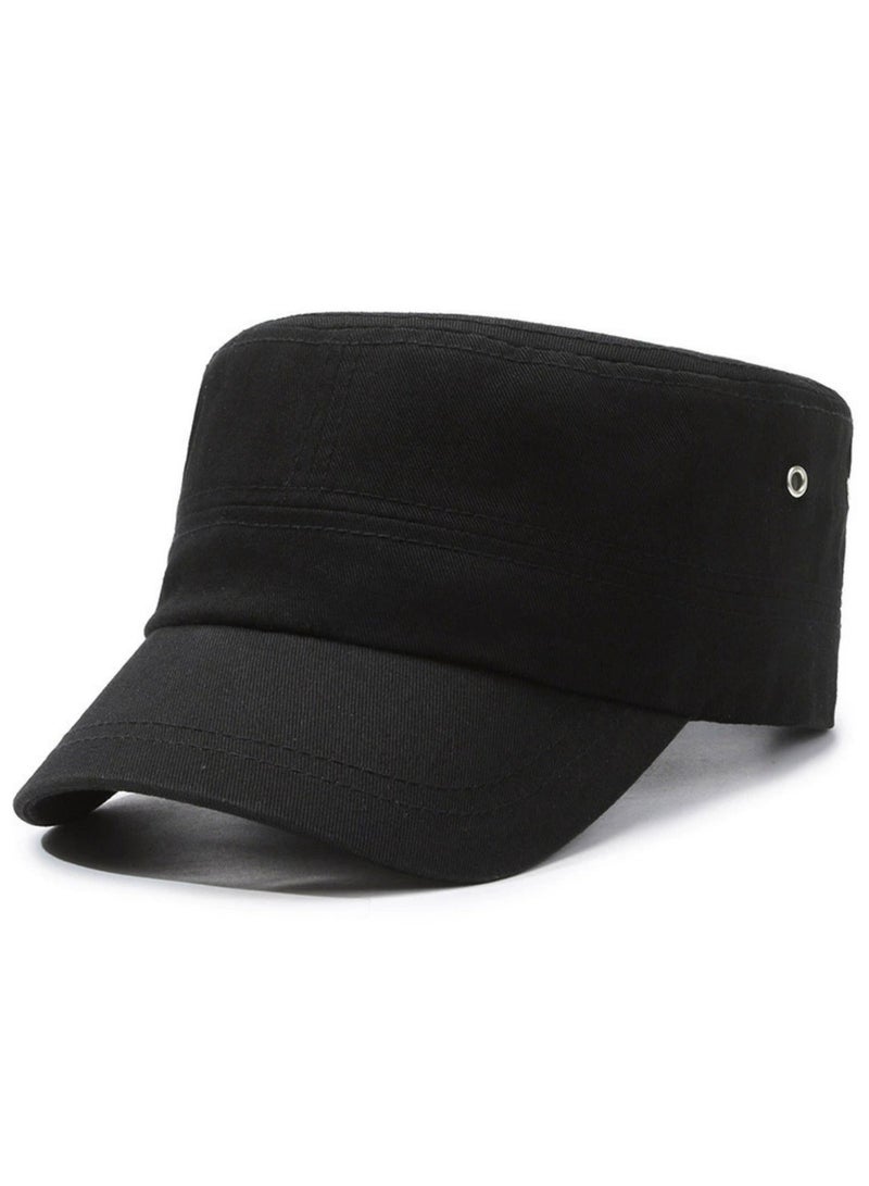 SARAOONT Unisex Cadet Cap Flat Top Adjustable Military Style Hat for Men and Women Casual Outdoor Wear - Image 1