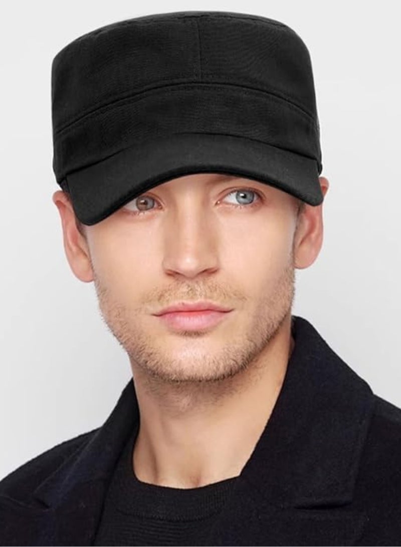 SARAOONT Unisex Cadet Cap Flat Top Adjustable Military Style Hat for Men and Women Casual Outdoor Wear - Image 2
