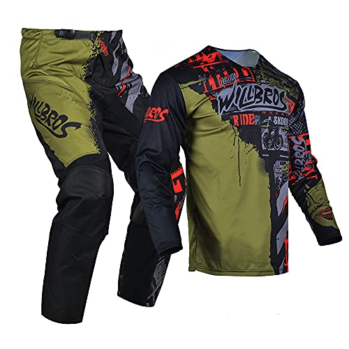 Willbros Youth Motocross Gear Set MX Jersey Pant Combo for Kids Children Racing Suit Offroad Motorcycle Boys Girls Brown YXL - Image 3