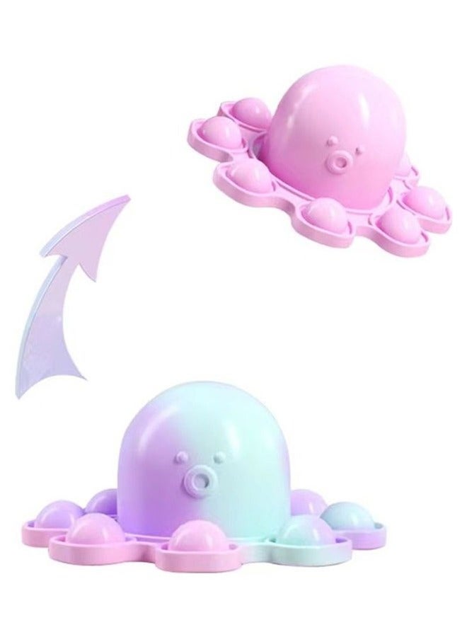 Double-Sided Octopus Flip Pop Fidget Toy, Reversible Push Bubble Simple Dimple Sensory Toy Mini Keychain Toys for Kids Stress Relief