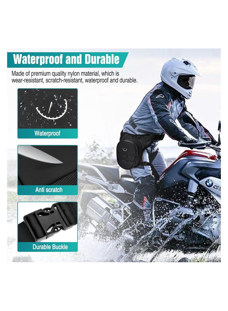 SOLARAE حقيبة الساق القابلة للسقوط، حقيبة الساق للرجال والنساء، حقيبة الفخذ التكتيكية للدراجات النارية، للنساء مع حزام الساق ومحفظة الفخذ، حقيبة خصر مقاومة للماء للأنشطة الخارجية، التخييم، المشي، ركوب الدراجات، حقيبة الساق غير الرسمية - Image 5