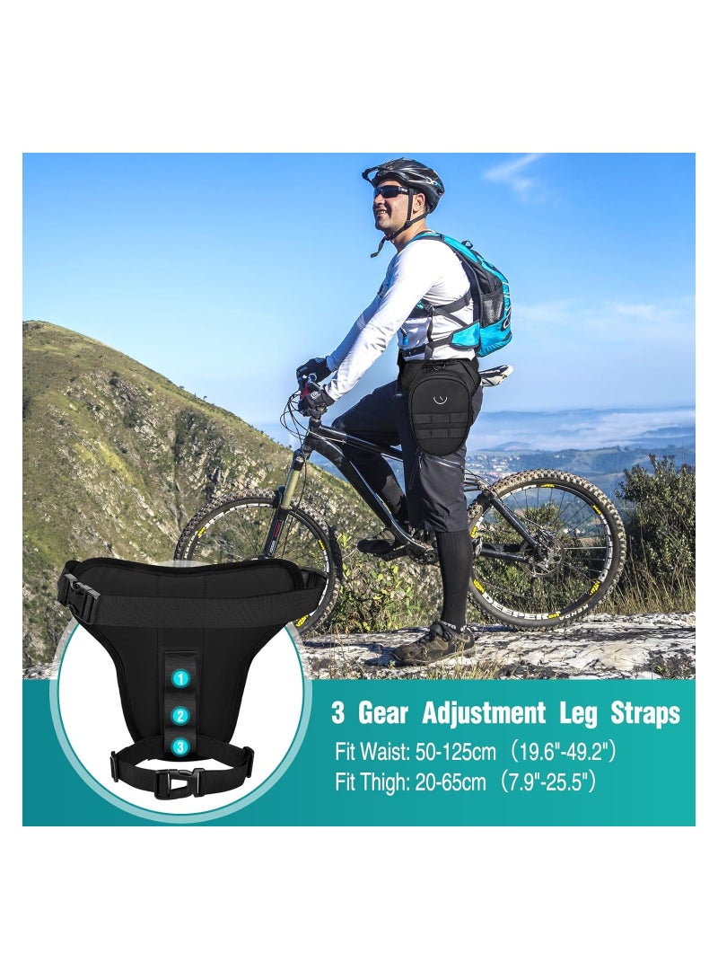 SOLARAE حقيبة الساق القابلة للسقوط، حقيبة الساق للرجال والنساء، حقيبة الفخذ التكتيكية للدراجات النارية، للنساء مع حزام الساق ومحفظة الفخذ، حقيبة خصر مقاومة للماء للأنشطة الخارجية، التخييم، المشي، ركوب الدراجات، حقيبة الساق غير الرسمية - Image 3