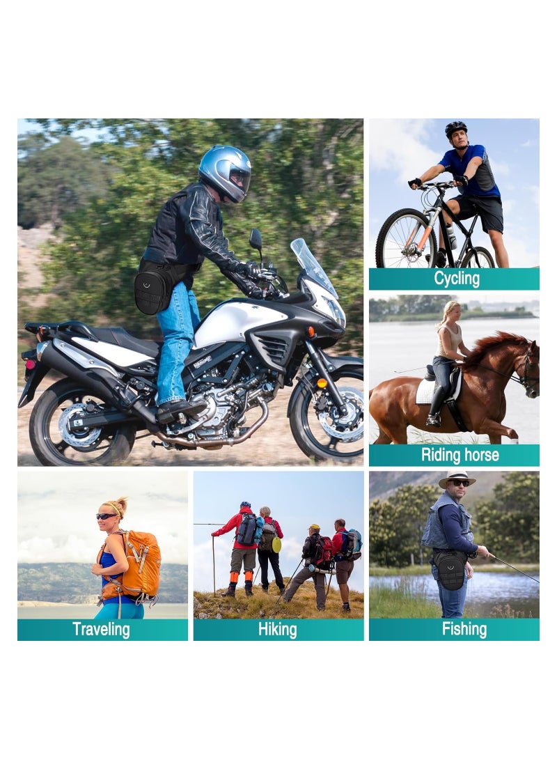 SOLARAE حقيبة الساق القابلة للسقوط، حقيبة الساق للرجال والنساء، حقيبة الفخذ التكتيكية للدراجات النارية، للنساء مع حزام الساق ومحفظة الفخذ، حقيبة خصر مقاومة للماء للأنشطة الخارجية، التخييم، المشي، ركوب الدراجات، حقيبة الساق غير الرسمية - Image 4