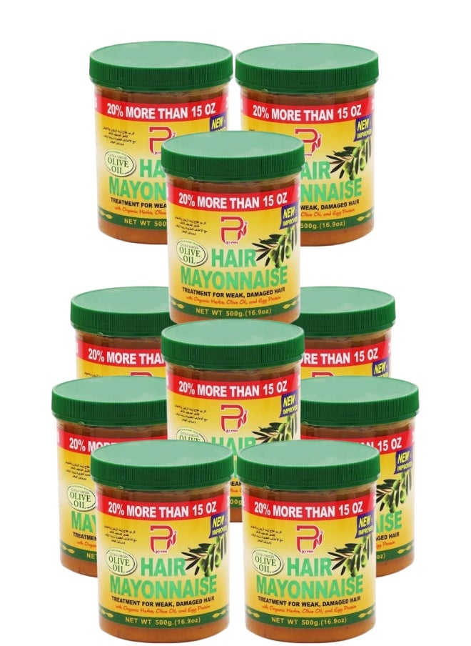 PYRON 10 Pieces Hair Mayonnaise Treatment for Weak & Damaged Hair with Olive Oil 500grams  - Image 1