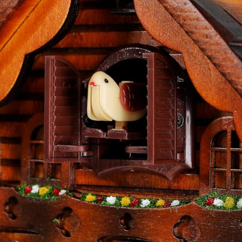 Kintrot Cuckoo Clock Traditional Black Forest Clock Antique Wooden Pendulum Quartz Wall Clock - Image 3