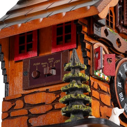 Kintrot Cuckoo Clock Traditional Black Forest Clock Antique Wooden Pendulum Quartz Wall Clock - Image 4