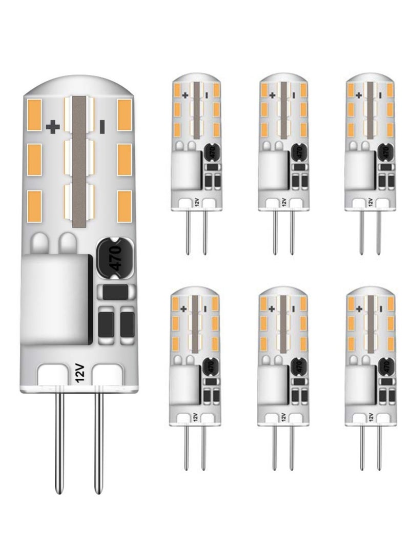 لمبة LED G4 نوع JC قاعدة دبابيس مزدوجة 1.4 واط AC/DC 12 فولت 6000 كلفن أبيض دافئ بديل لمبة هالوجين 10 واط T3 للإضاءة تحت الخزائن، الثريات، RV، إضاءة المناظر الطبيعية (6 عبوات) - Image 1