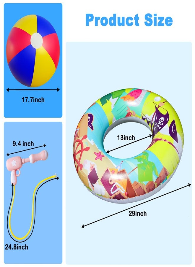 FindUWill 2 Pack Pool Floats with 2 Water Guns Kids and 1 Beach Ball, Inflatable Pool Swim Tubes, Pool Floaties Toys Inner Tube with Squirt Guns for Kids Ages 8-12, Beach Swimming Party Toys - Image 4