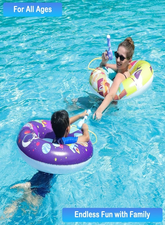 FindUWill 2 Pack Pool Floats with 2 Water Guns Kids and 1 Beach Ball, Inflatable Pool Swim Tubes, Pool Floaties Toys Inner Tube with Squirt Guns for Kids Ages 8-12, Beach Swimming Party Toys - Image 2