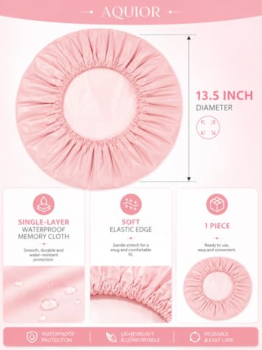 Aquior Shower Caps Reusable Shower Cap for Women Waterproof Layer Hair Cap Large Size for All Hair Lengthsfor Girls Spa Home Salon Use Pink - Image 3