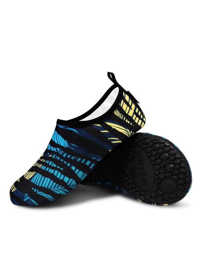 VIFUUR Water Sports Shoes Barefoot Quick-Dry Aqua Yoga Socks Slip-on for Men Women, Looming Blue/Yellow, 9-10 Women/7.5-8.5 Men - Image 3