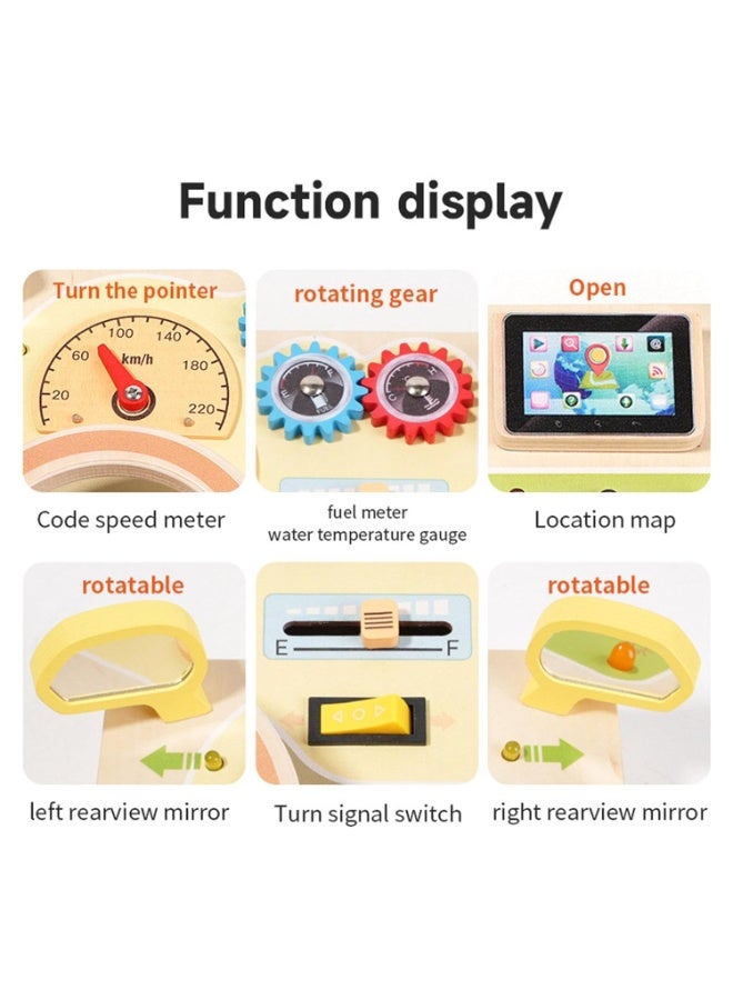 Capstro Wooden Steering Wheel Busy Board for Toddlers, Montessori Driving Activity Board with LED Lights, Switches, Buttons, Gear Shifter & Sensory Play Features – Steering Wheel Busy Board - Image 5
