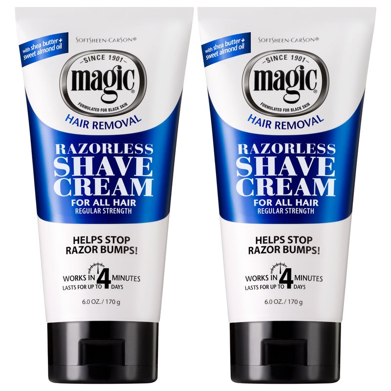 SoftSheen-Carson Magic Razorless Shaving Cream, Depilatory Hair Removal Cream for Body Hair, Regular Strength, Works in 4 Minutes, 2 Count - Image 1