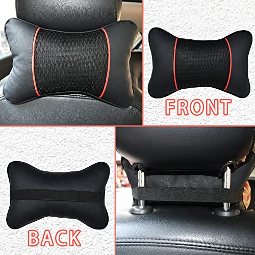 VVHOOY Car Neck Pillow 2 PCS,Universal Soft Breathable Leather Car Neck Pillow Comfortable Head Neck Rest Support Cervical Pillow for Travel Car Seat Driving & Home - Image 3