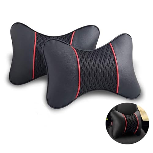 VVHOOY Car Neck Pillow 2 PCS,Universal Soft Breathable Leather Car Neck Pillow Comfortable Head Neck Rest Support Cervical Pillow for Travel Car Seat Driving & Home - Image 1