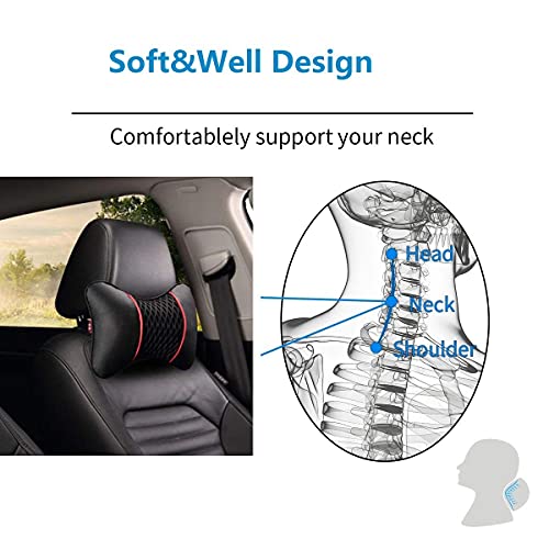 VVHOOY Car Neck Pillow 2 PCS,Universal Soft Breathable Leather Car Neck Pillow Comfortable Head Neck Rest Support Cervical Pillow for Travel Car Seat Driving & Home - Image 5
