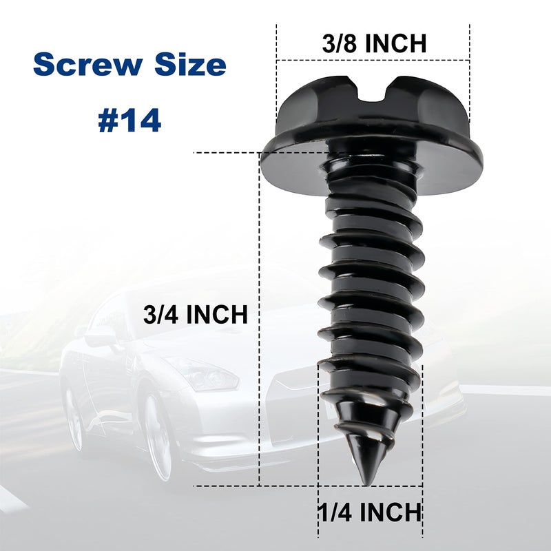 Hoewina License Plate Screws, 8 Sets Stainless Steel Anti Theft Black Tamper Proof License Plate Screws Bolts for Car, Trucks, SUVs (Black) - Image 5