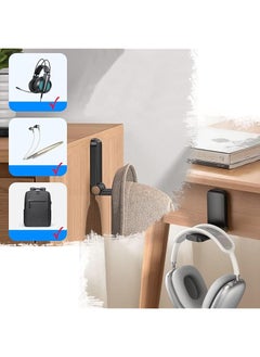 erorex Sticky Headset Hanger Headphone Stand Adhesive Headphone Holder Hook Mount Headset Stand Holder Clip Under Desk Earphone Clamp For Airpods Max Hyperx Sony Sennheiser Black.  - Image 4