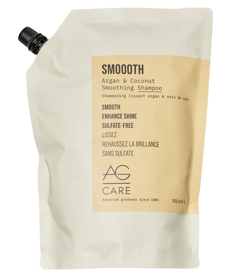 AG Care Smoooth Argan and Coconut Smoothing Shampoo, Enhance Shine and Smoothness, Sulfate-Free Shampoo, 33.8 Fl Oz - Image 1