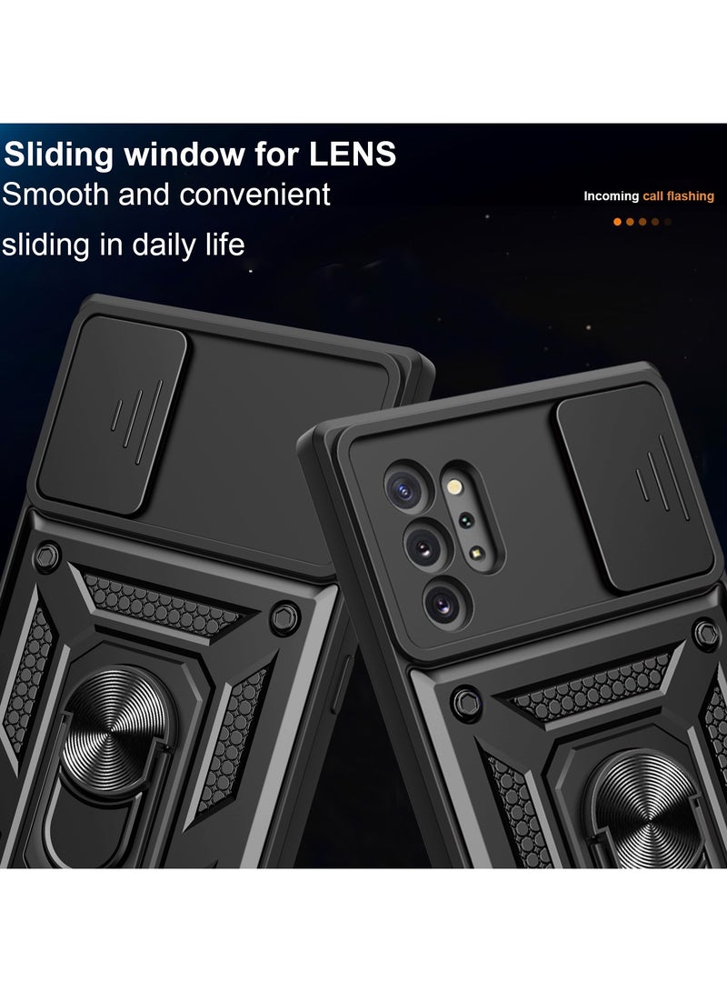 جراب حمايه مقاوم للصدمات وحمايه للكاميرا مزود بدبله معدنيه متوافق مع  Samsung Galaxy Note 10 plus  (اسود) - Image 2