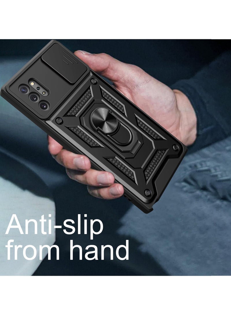 جراب حمايه مقاوم للصدمات وحمايه للكاميرا مزود بدبله معدنيه متوافق مع  Samsung Galaxy Note 10 plus  (اسود) - Image 5