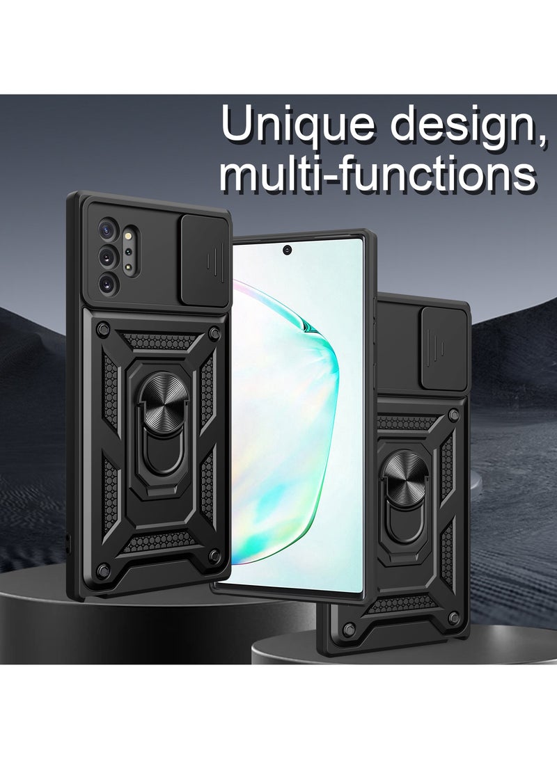 جراب حمايه مقاوم للصدمات وحمايه للكاميرا مزود بدبله معدنيه متوافق مع  Samsung Galaxy Note 10 plus  (اسود) - Image 4