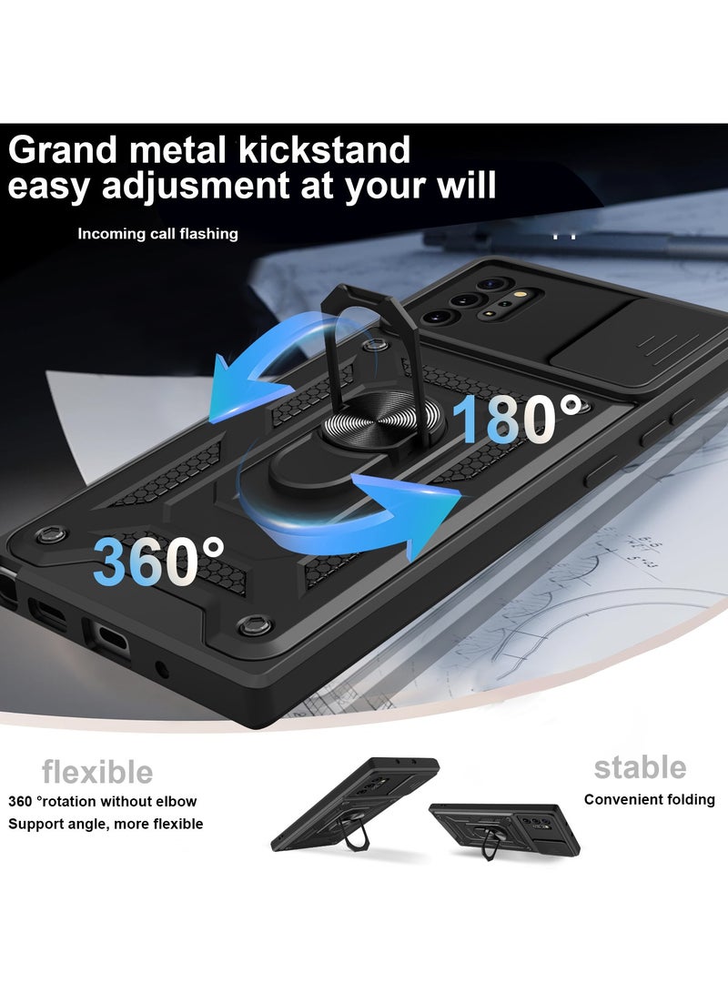 جراب حمايه مقاوم للصدمات وحمايه للكاميرا مزود بدبله معدنيه متوافق مع  Samsung Galaxy Note 10 plus  (اسود) - Image 3