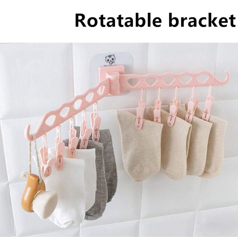 Dherik Tradworld Dherik Tradworld Multifunction Home Clothing Hanger with Clip Stand Cloth Hanger 10 Clip Bathroom Kitchen Wall Door Hanging Rack Baby Clothes Towel Inner Wear Socks Plastics Drying Rack - Image 4