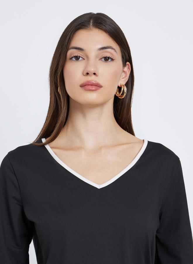 Take Two Women Black V Neck T-Shirt - Image 3