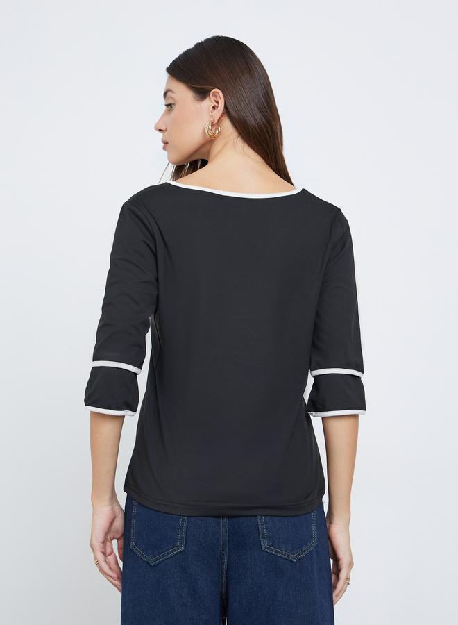 Take Two Women Black V Neck T-Shirt - Image 4
