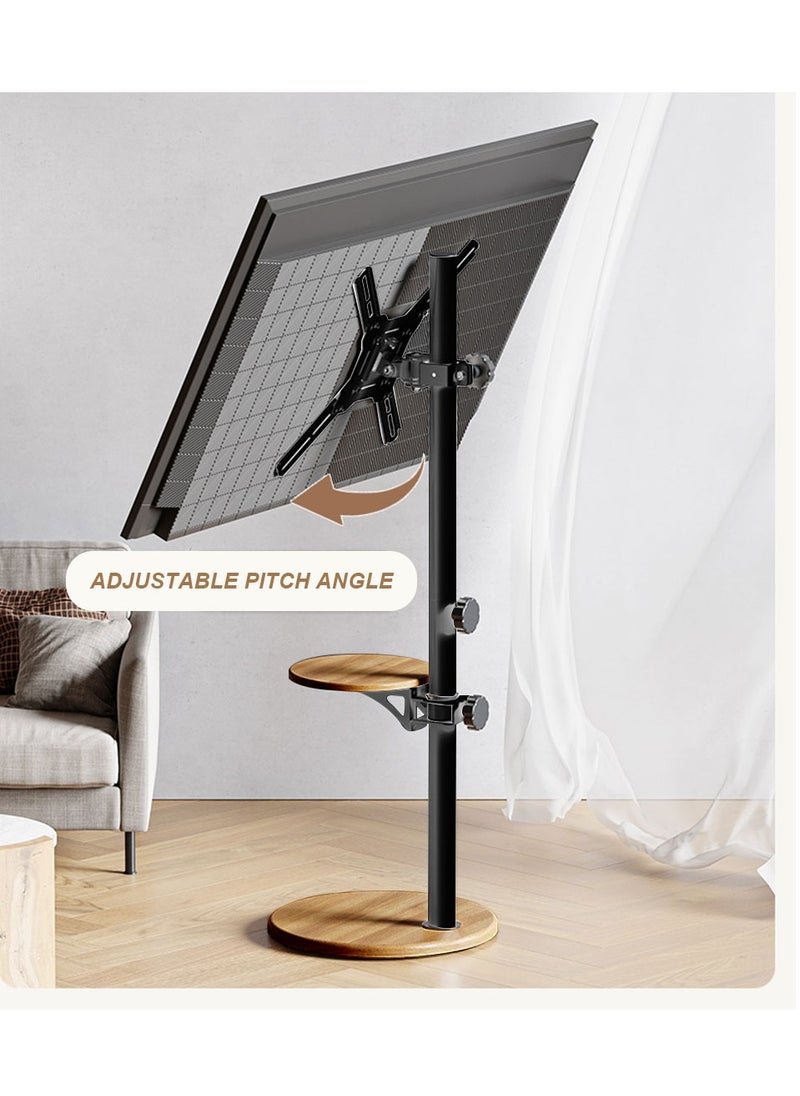 FlashHawk Wooden Floor Monitor Stand with Tray and Wheels for 14-43 inches Screen Monitors or TV, Max Load Bearing 20KG  - Image 3