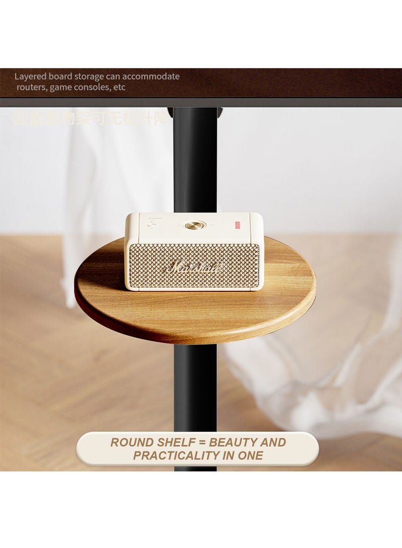 فلاشهوك حامل تلفزيون أرضي متحرك (بعجلات) مع حامل دوار وصينية خشبية لشاشات 14-43 بوصة، قابل للدوران 360 درجة، قابل لتعديل الارتفاع، عربة شاشة موبايل/محمولة، VESA حتى 280×280 مم، حمولة قصوى 20 كجم، لون أسود/خشبي - Image 3