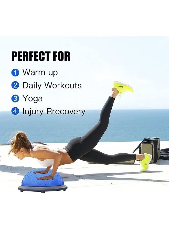 YUFAN Half Ball Balance Trainer - 46cm Anti Slip Half Balance Ball with Resistance Bands and Foot Pump, Exercise Ball for Yoga, Fitness, Core Training, Home Gym Workout - Image 5