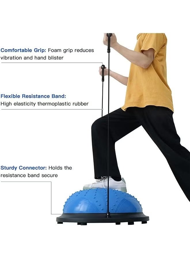 YUFAN Half Ball Balance Trainer - 46cm Anti Slip Half Balance Ball with Resistance Bands and Foot Pump, Exercise Ball for Yoga, Fitness, Core Training, Home Gym Workout - Image 2