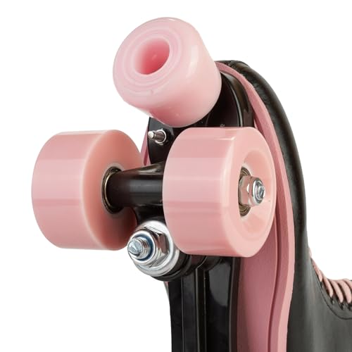 XUDREZ Roller Skates for Girls and Women, Stylish Black PU Leather Roller Skates with Pink Light Up Wheels, Indoor Outdoor Roller Skates for Youth Kids Girls Ages 8-12 (34-Youth 3) - Image 5