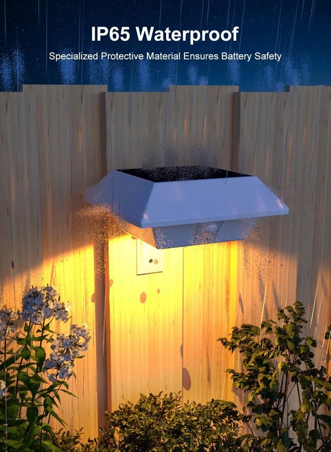 FALOVE 4 Pack Solar Powered Gutter Lights Outdoor Decorative Waterproof 12 LEDs Yard Lamp for Fence, Railing, Outside Wall, Deck, Garden, Path, Backyard, Walkway, Patio, No Drilling Installation (Warm White) - Image 5