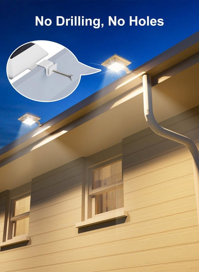 FALOVE 4 Pack Solar Powered Gutter Lights Outdoor Decorative Waterproof 12 LEDs Yard Lamp for Fence, Railing, Outside Wall, Deck, Garden, Path, Backyard, Walkway, Patio, No Drilling Installation (Warm White) - Image 2