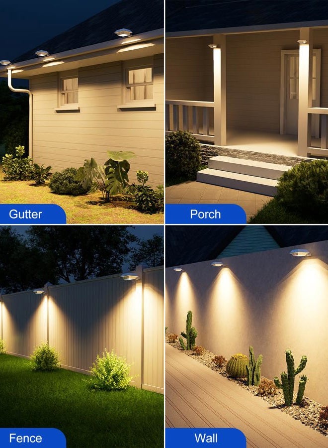 FALOVE 4 Pack Solar Powered Gutter Lights Outdoor Decorative Waterproof 12 LEDs Yard Lamp for Fence, Railing, Outside Wall, Deck, Garden, Path, Backyard, Walkway, Patio, No Drilling Installation (Warm White) - Image 4